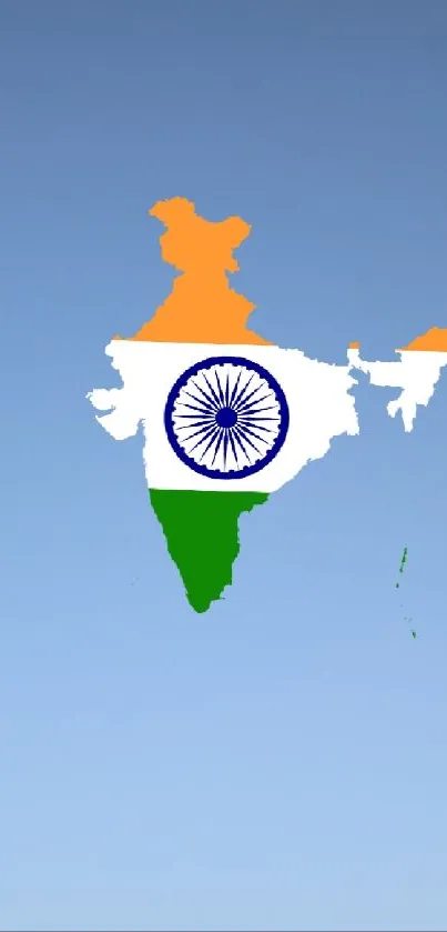 India map with flag colors on blue.