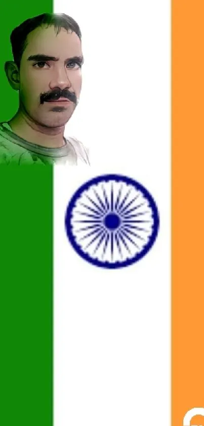 Indian flag themed mobile wallpaper with portrait.