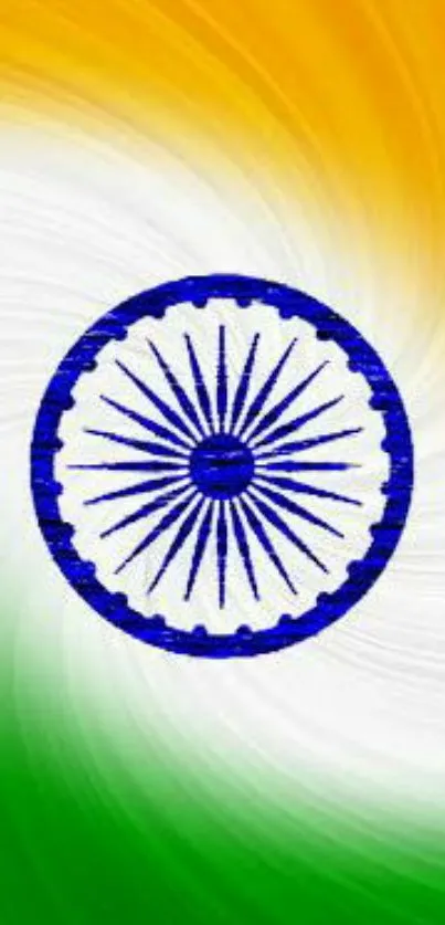 Indian flag wallpaper with Ashoka Chakra and vibrant tricolor design.