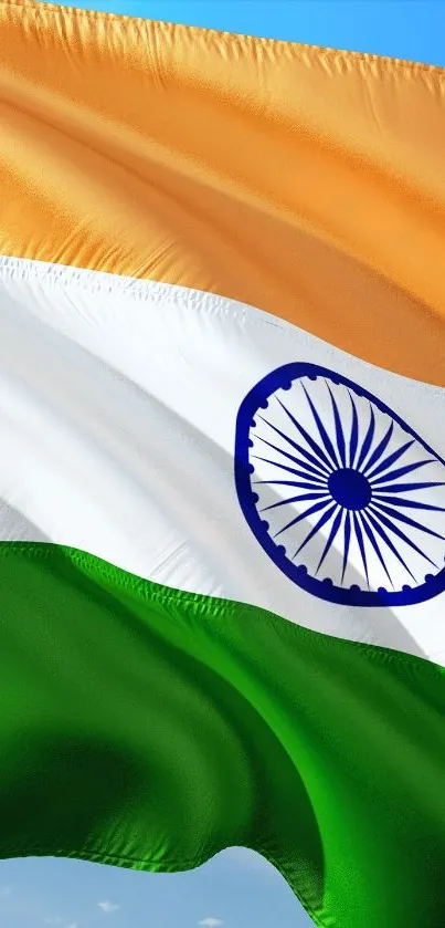 Indian flag with Ashoka Chakra mobile wallpaper.