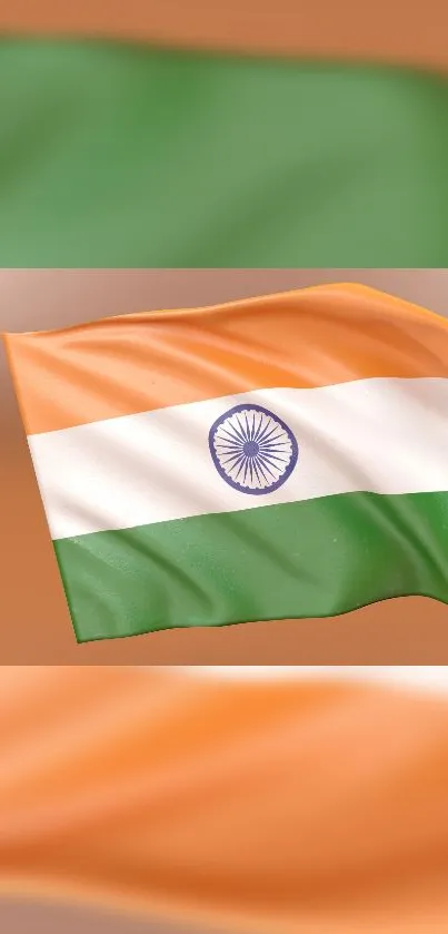 Indian flag in tricolor with Ashoka Chakra on a mobile wallpaper.