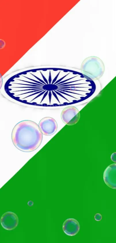 Indian flag wallpaper with tricolor and Ashoka Chakra design.