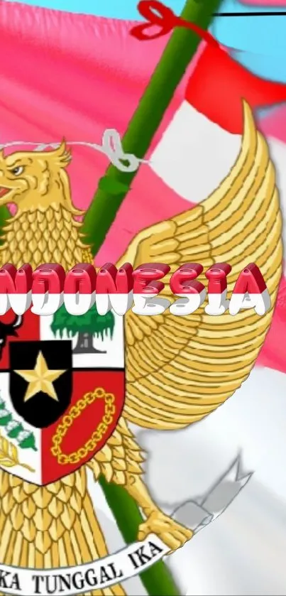 Indonesian emblem with vibrant flag colors