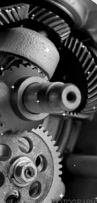 Close-up of industrial gears showcasing engineering precision.