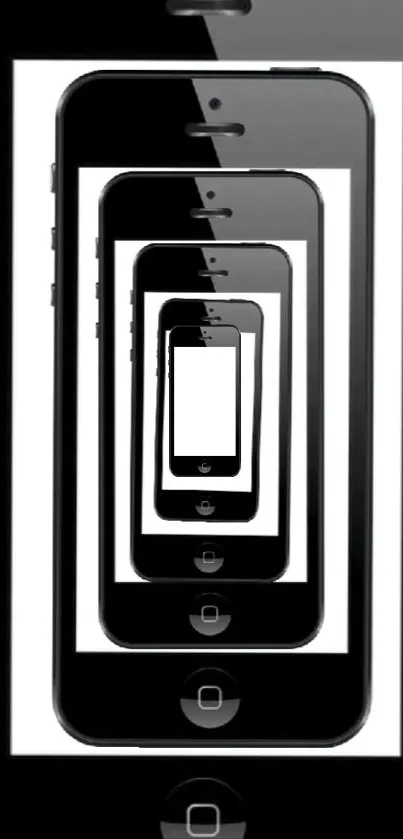 Infinite phone reflection art featuring black iPhones, creating a visual illusion.