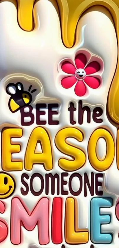 Bee-themed motivational quote with vibrant colors and art.