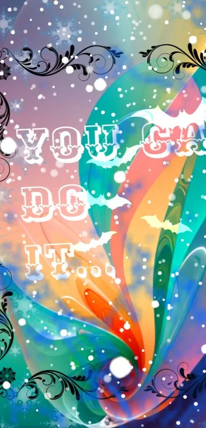 Colorful and artistic 'You Can Do It' wallpaper with abstract design.