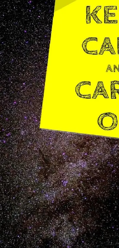 Yellow sticky note on starry night wallpaper.