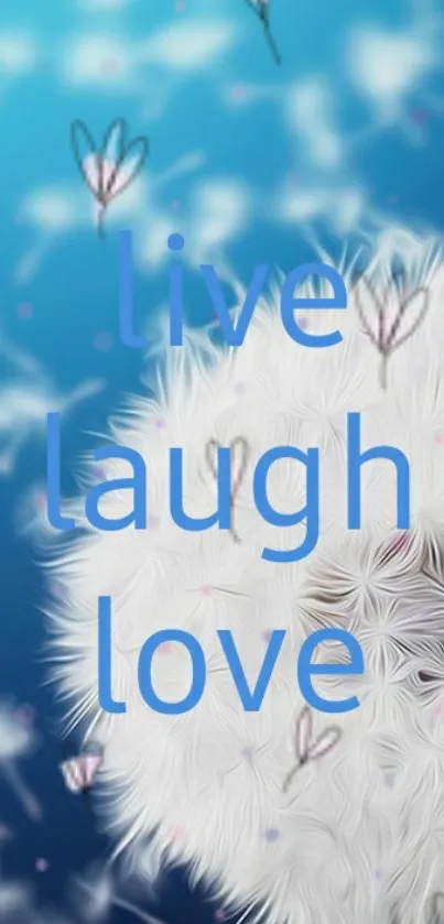 Inspirational dandelion wallpaper with live, laugh, love message.