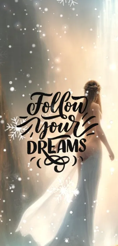 Follow your dreams in a tranquil, snowy dreamscape with light brown tones.