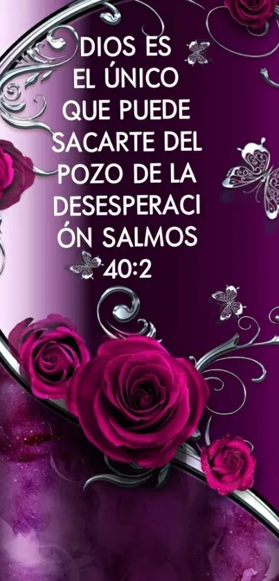 Inspirational mobile wallpaper with Spanish text and pink roses.