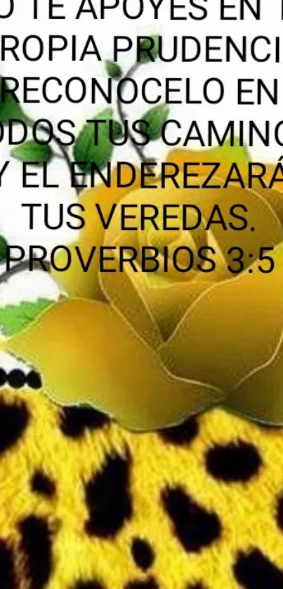 Inspirational wallpaper with Bible verse and yellow rose.