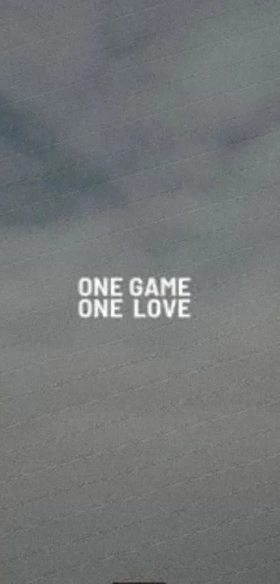 Grey smartphone wallpaper with the quote 'One Game, One Love' in white text.