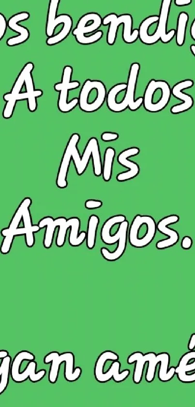 Green wallpaper with white Spanish inspirational text.