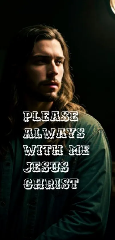 Inspirational wallpaper with Jesus Christ quote.