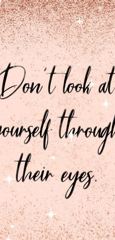 Pink glitter background with empowering quote.