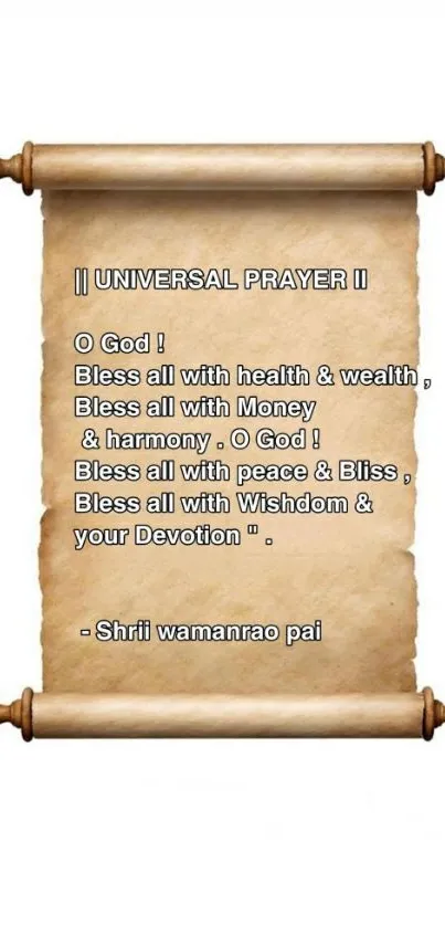 Universal prayer on an ancient scroll wallpaper.