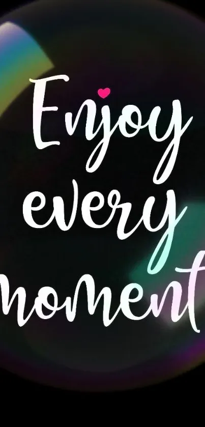 Inspirational mobile wallpaper with 'Enjoy every moment' quote.