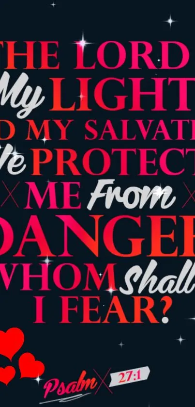 Inspirational Psalm 27:1 mobile wallpaper with vibrant typography.