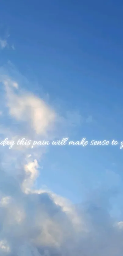 Blue sky with inspirational quote in white text.