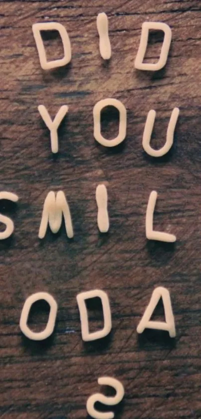 Inspirational wallpaper with 'Did You Smile Today?' on wooden background.