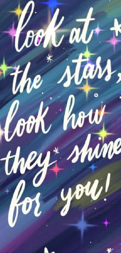 Inspirational quote on starry night sky wallpaper.