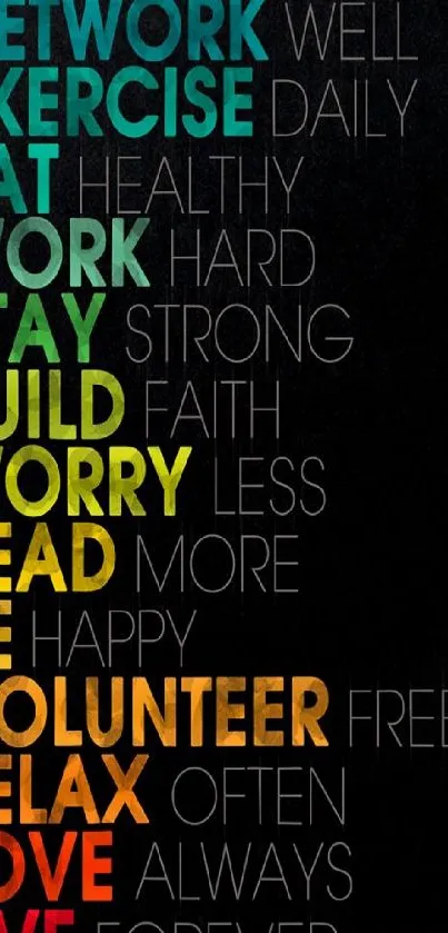 Colorful motivational wallpaper with inspirational text and affirmations.