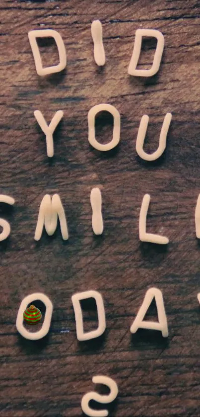 Inspirational wallpaper with 'Did You Smile Today' text on a wooden surface.