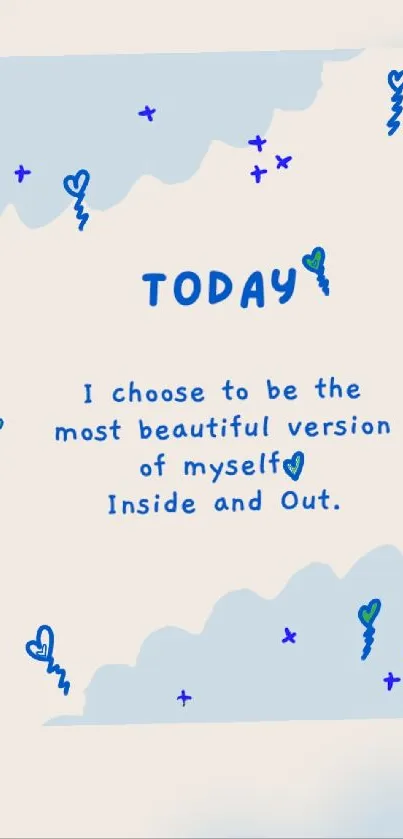 Inspiring affirmation wallpaper with a blue design.