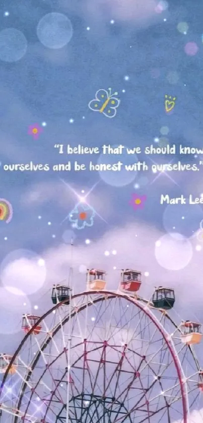 Inspiring Ferris wheel wallpaper with motivational quote.