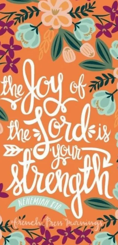 Floral phone wallpaper with biblical quote for inspiration.