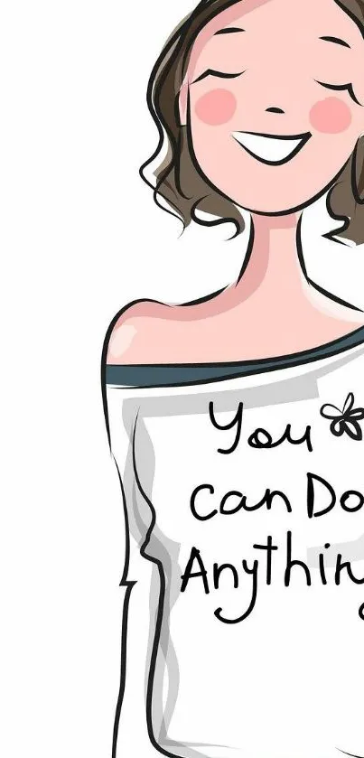 Illustrated girl in shirt with 'You can do anything' text.