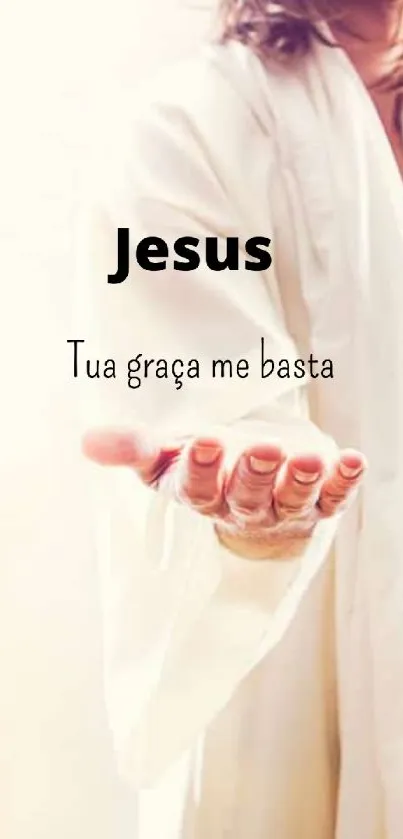 Jesus extending hand with grace quote.