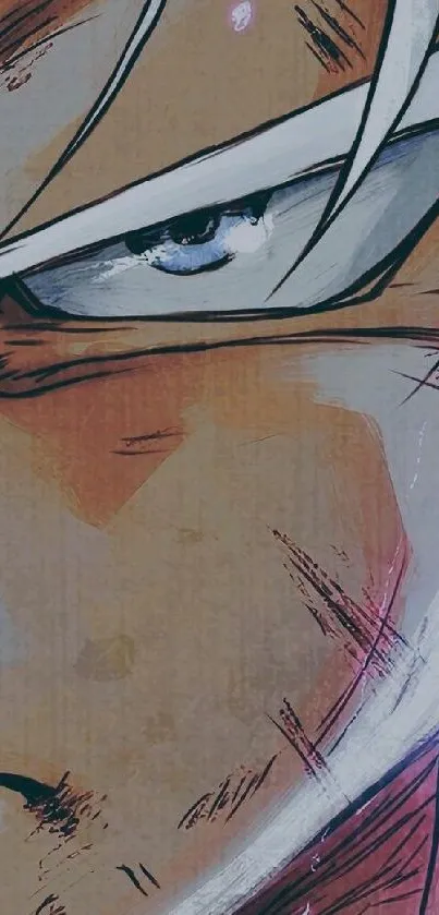 Close-up of intense anime eye on wallpaper.