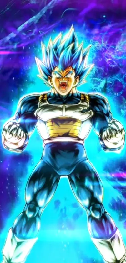 Anime character in a high-energy, vibrant transformation scene.