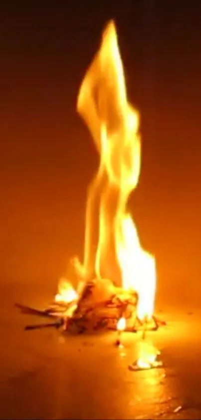 A vibrant orange flame on a dark background.