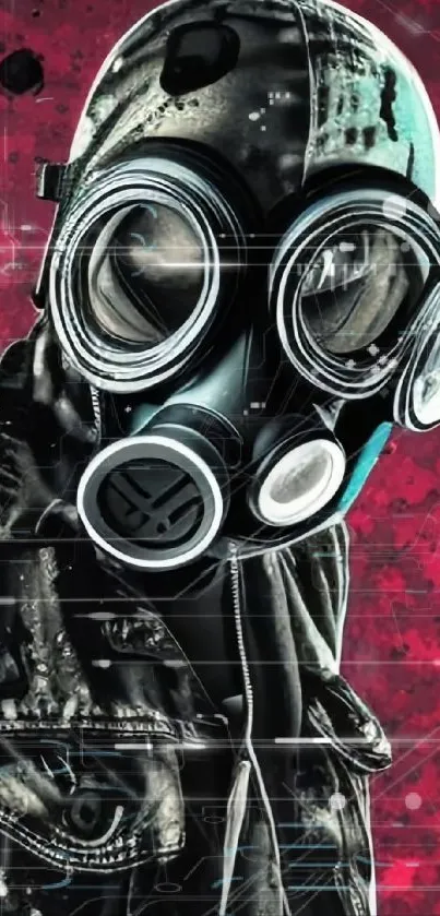 Mobile wallpaper featuring a gas mask with vivid pink background.