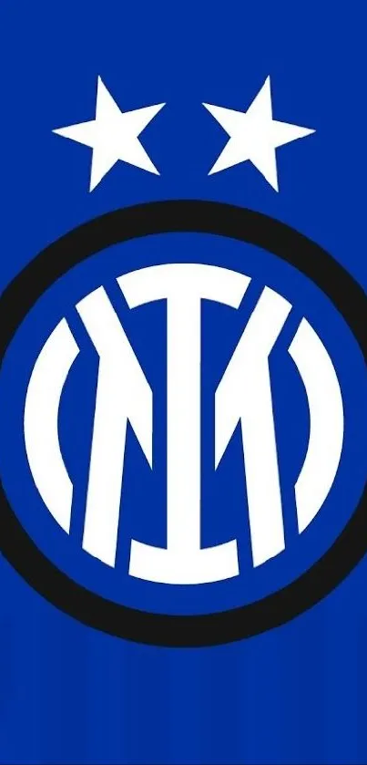 Inter Milan logo on blue background with two stars.