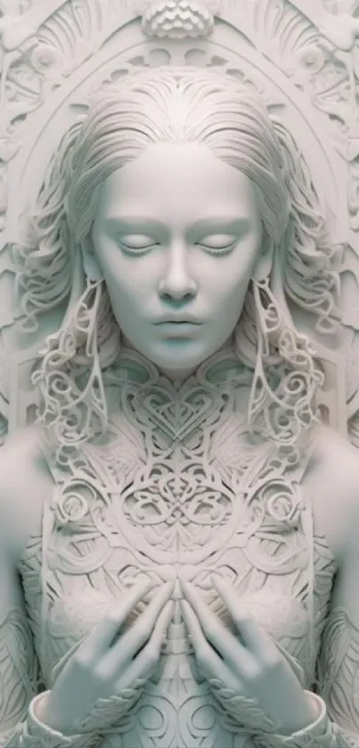 Intricate white 3D art sculpture wallpaper for phones.