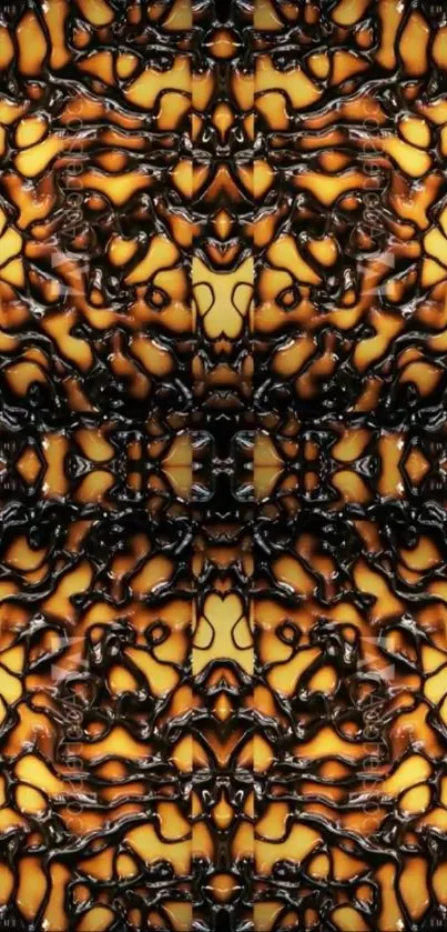 Intricate abstract wallpaper in amber tones