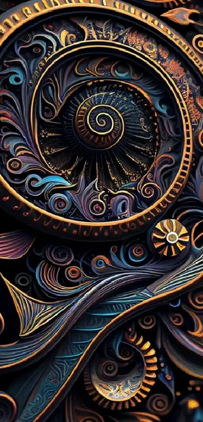 Intricate abstract swirl design with detailed artistic elements.