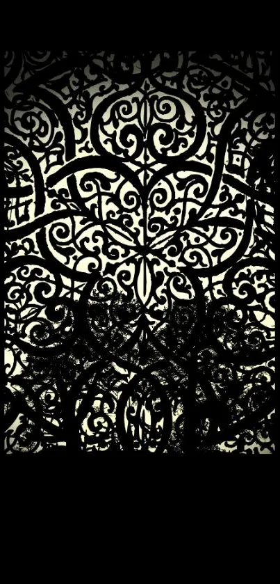 Intricate black and gold pattern mobile wallpaper for elegant design.