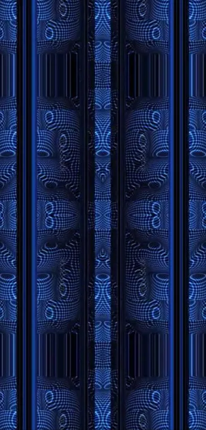 Intricate blue pattern wallpaper with elegant design.