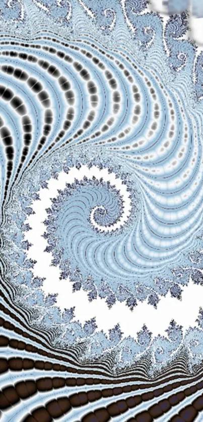 Intricate blue spiral fractal pattern wallpaper with abstract design.