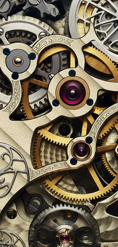 Detailed clockwork gears in steampunk style.