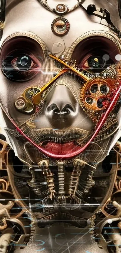 Futuristic cybernetic art with metallic and vibrant elements.