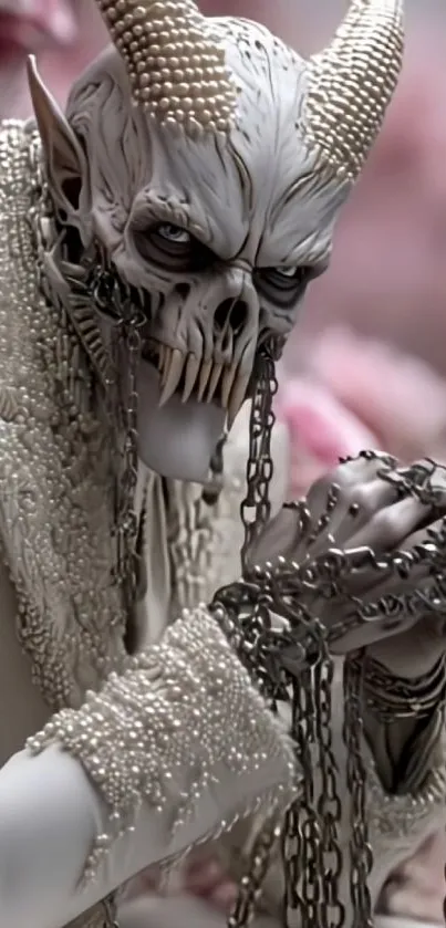 Intricate demonic figure with chains and detailed textures in fantasy art.