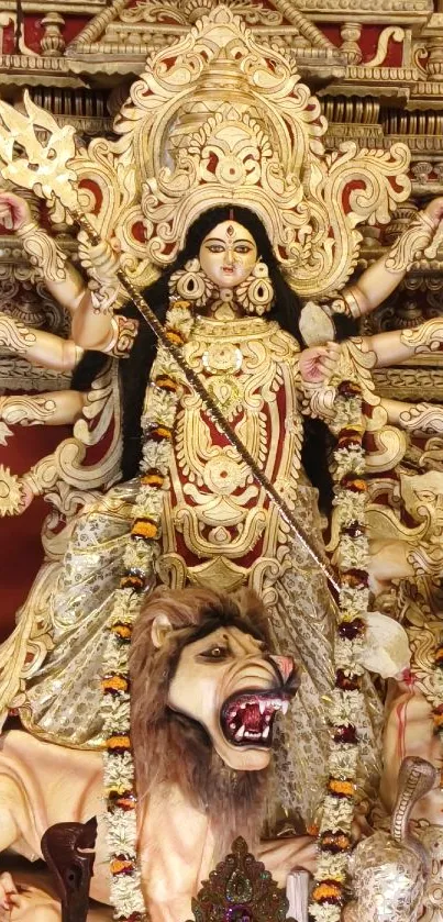 Divine Durga Maa idol with intricate design and vibrant colors.