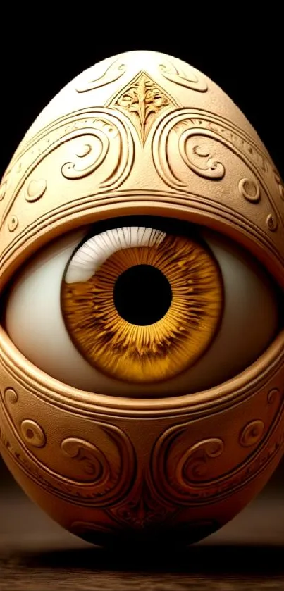 Intricate eye design with beige ornate patterns for mobile wallpaper.