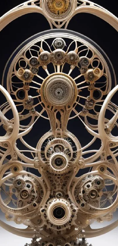 Intricate gear design wallpaper with loops and metallic structures, elegant and complex.